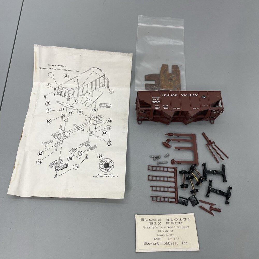 Stewart HO Lehigh Valley 25079 Fishbelly 55 Ton 6 Panel 2 Bay Hopper Train Car